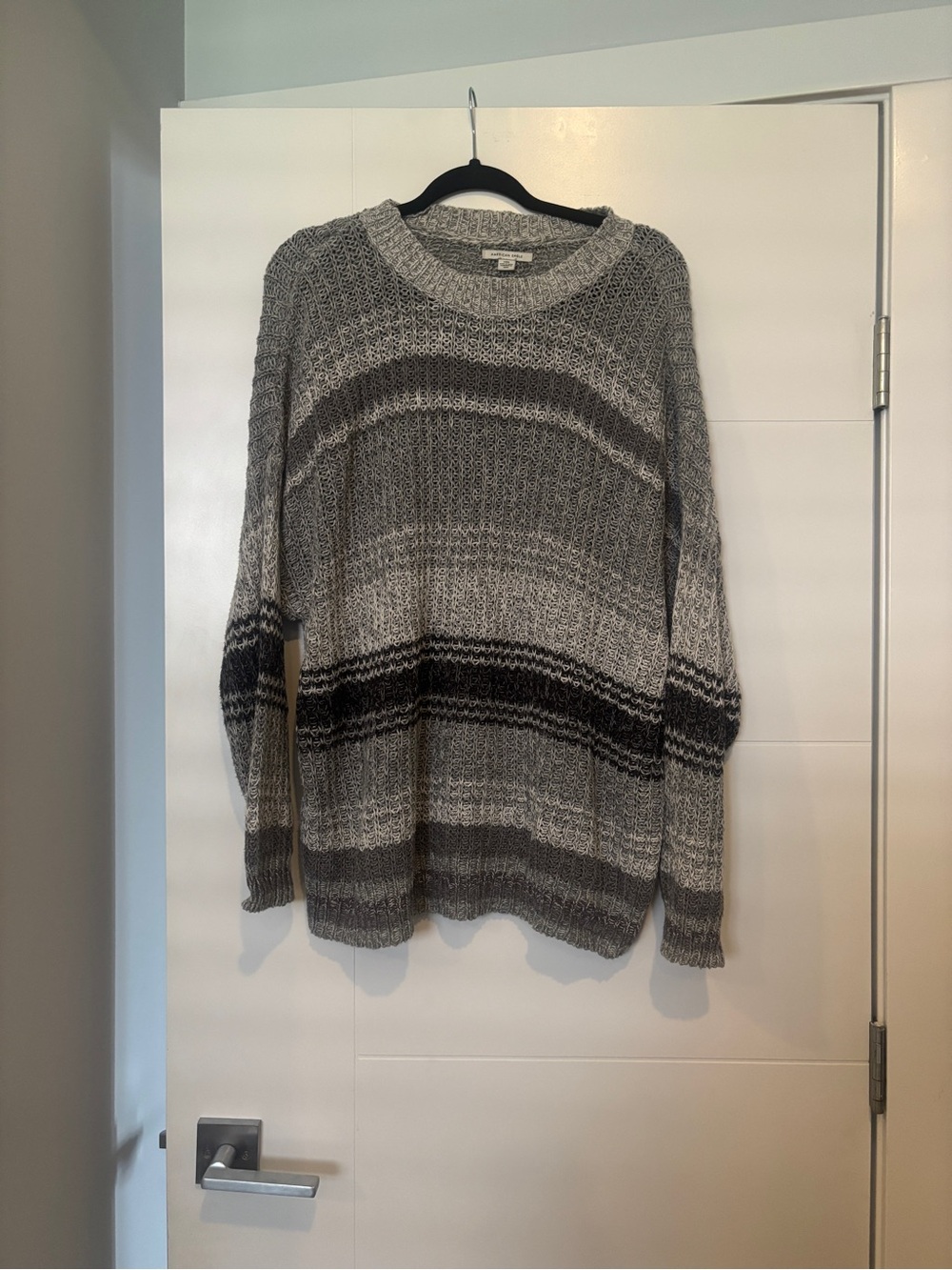 American Eagle Cozy Gray Striped Knit Sweater